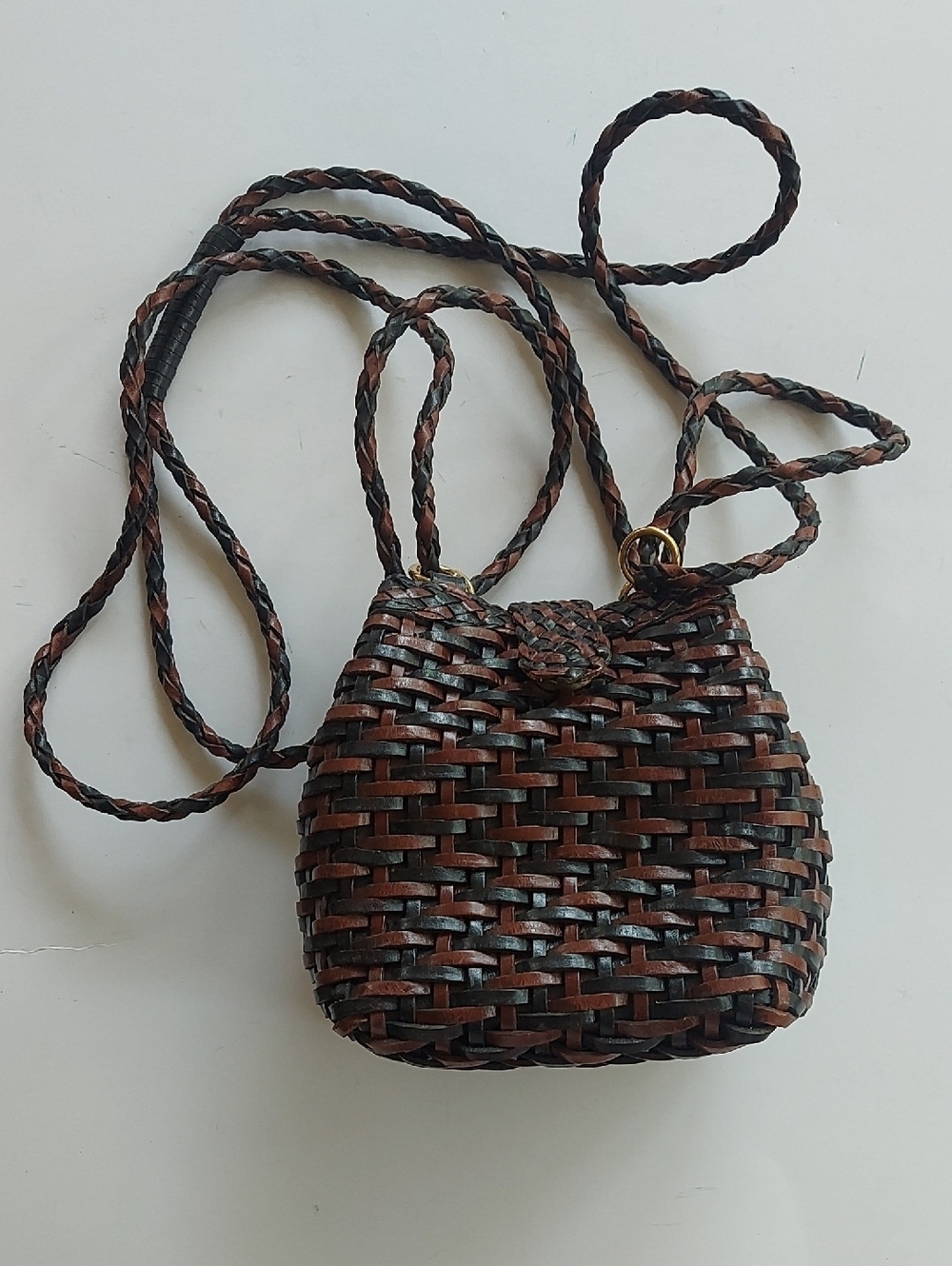 GEM Woven Crossbody Bag in Brown and Black - Classic Boho Style